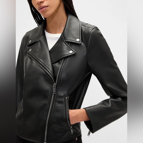 GAP Vegan-Leather Moto Jacket - Picture 1 of 8